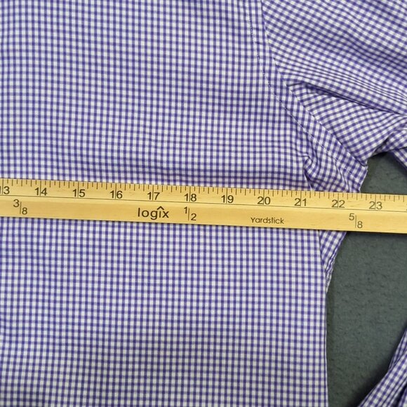 Eton Shirt Men's 16.5 42 Purple Check Contemporary Cotton Long Sleeve Button Up - Picture 6 of 11
